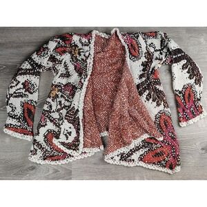 Ana Couture Open Cardigan Size Large‎ Chunky Knit Long Sleeve Floral